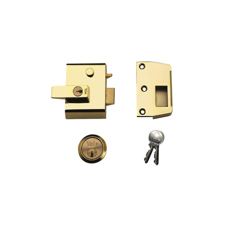 Yale Locks P2 Double Security Nightlatch 40mm Backset Brasslux Finish Visi