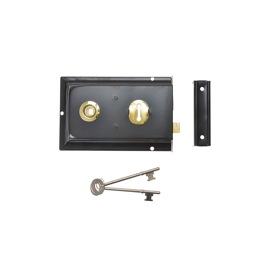 Yale Locks P334 Rim Lock Black Finish 156 x 104mm Visi