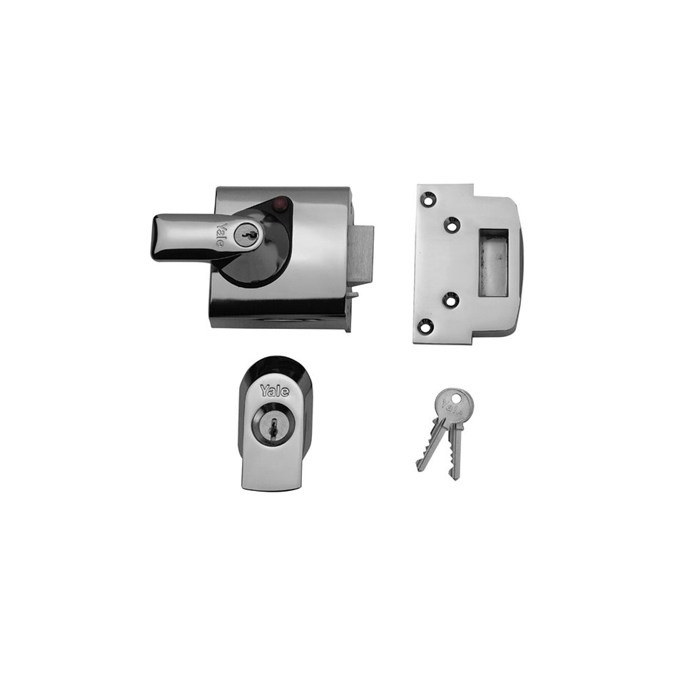 Yale Locks BS1 Nightlatch British Standard Lock 60mm Backset Chrome Finish Visi