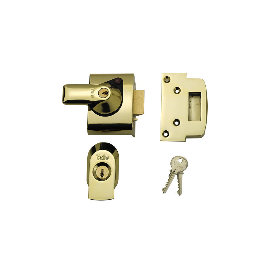 Yale Locks BS2 Nightlatch British Standard Lock 40mm Backset Brasslux Finish Visi