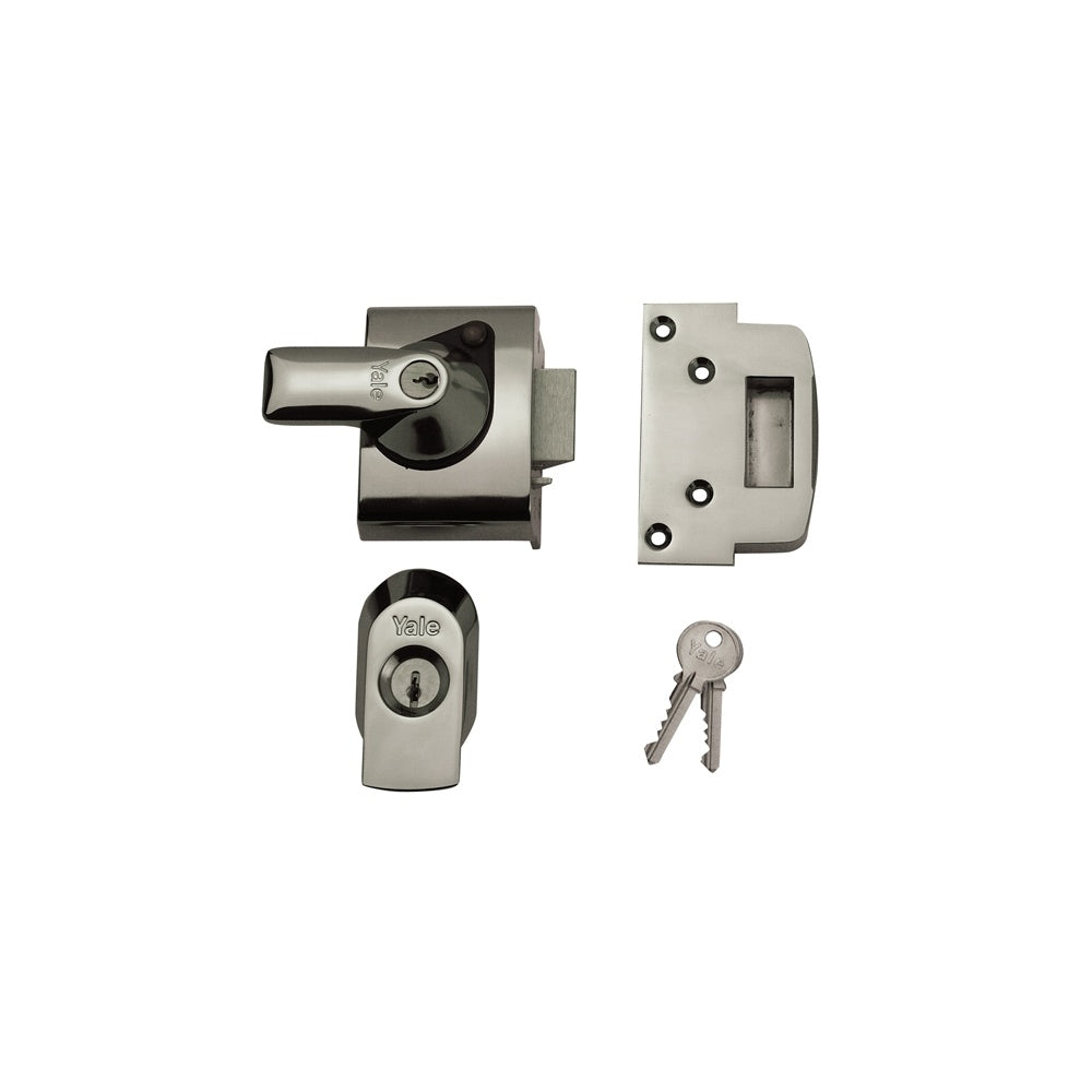 Yale Locks BS2 Nightlatch British Standard Lock 40mm Backset Chrome Finish Visi