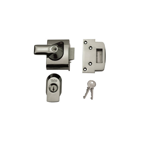 Yale Locks BS2 Nightlatch British Standard Lock 40mm Backset Chrome Finish Visi