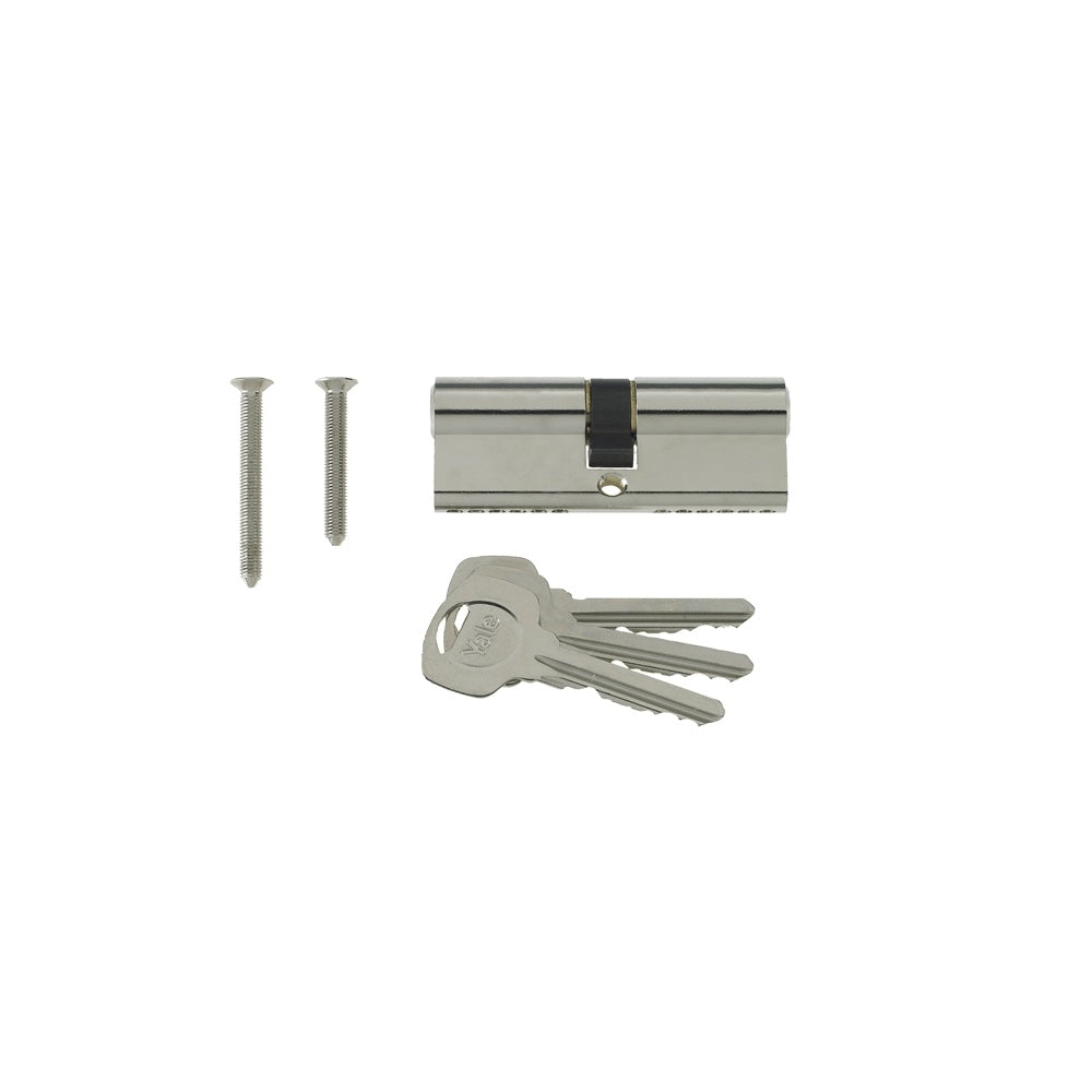 Yale Locks Euro Double Cylinder Kitemark 40 x 50 (100mm) Nickel Plated Visi