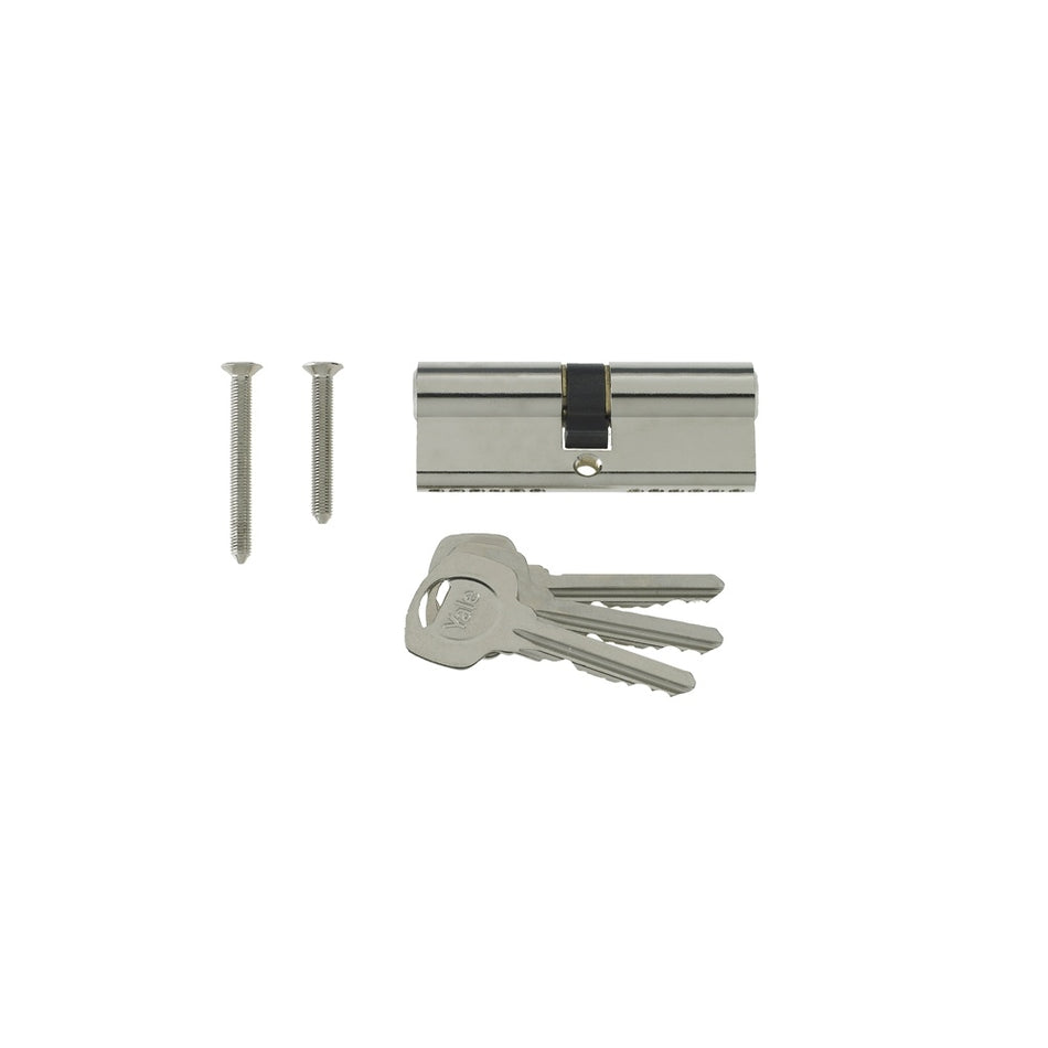 Yale Locks Euro Double Cylinder Kitemark 40 x 50 (100mm) Nickel Plated Visi