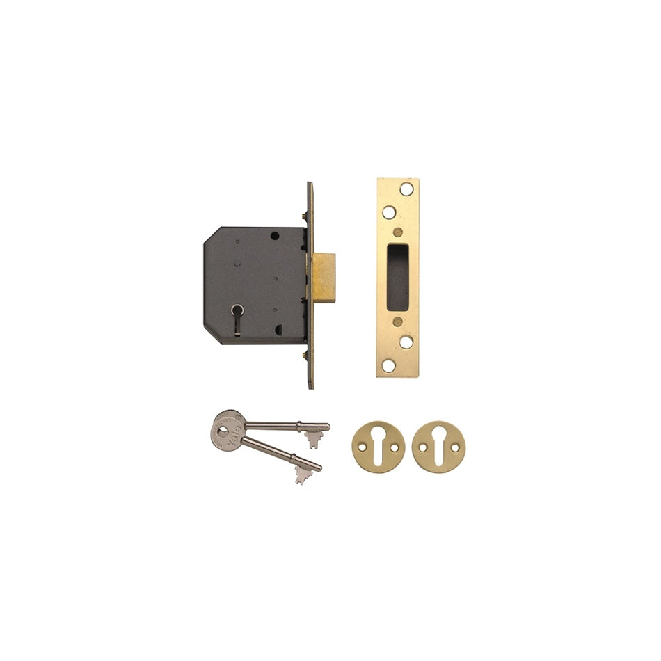 Yale Locks PM552 5 Lever Mortice Deadlock 80mm 3in Polished Brass