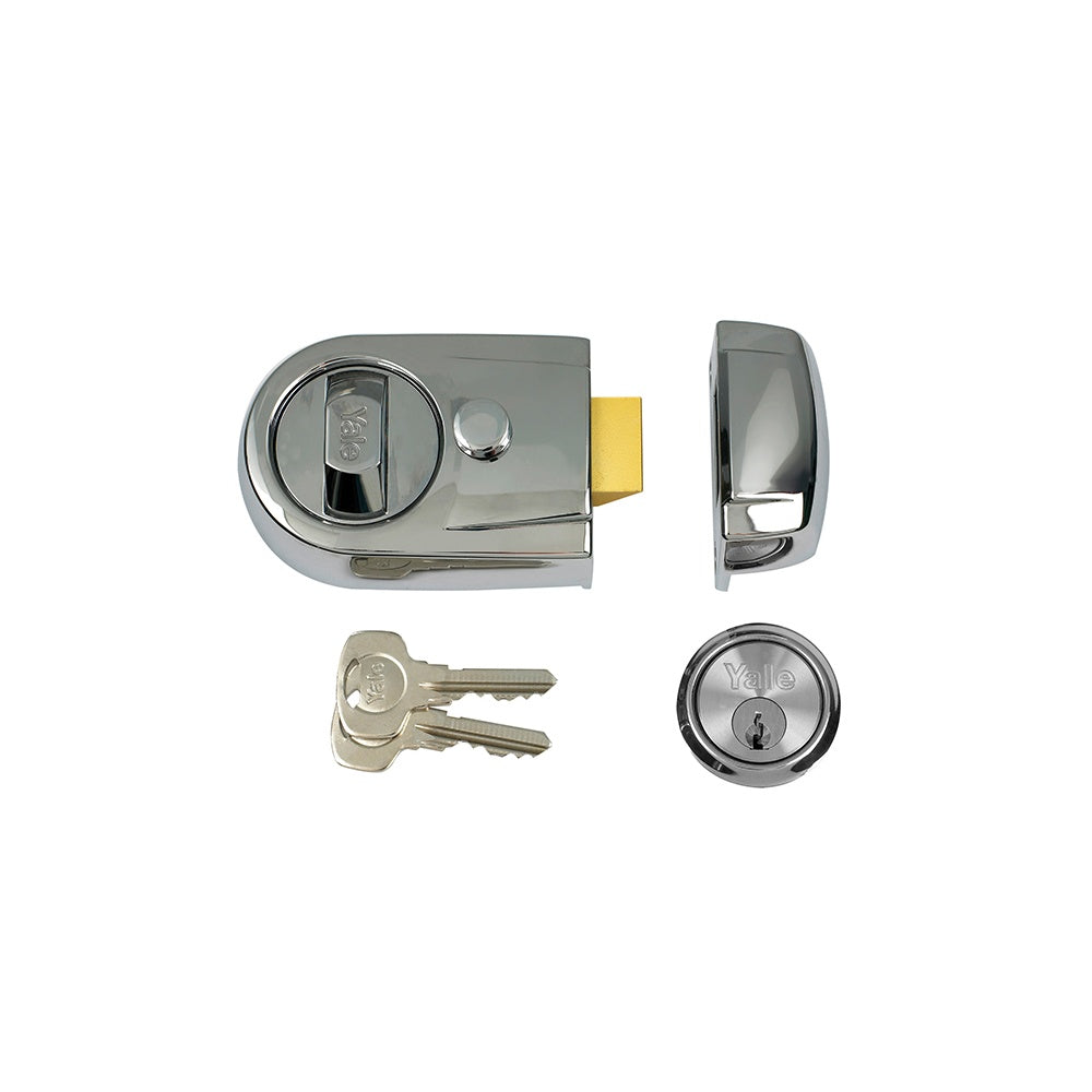 Yale Locks Y3 Nightlatch Modern 60mm Backset Polished Chrome Finish Visi