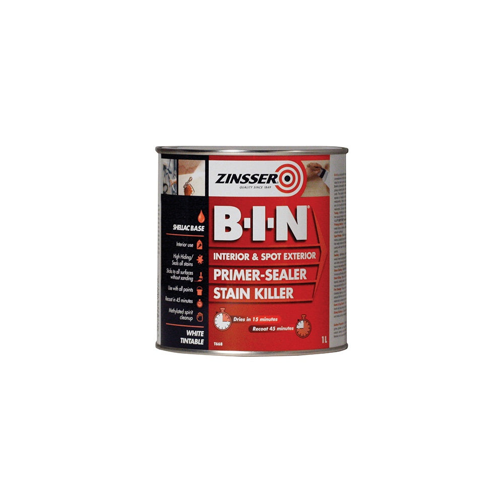 Zinsser B.I.N Primer / Sealer Stain Killer Paint 1 Litre