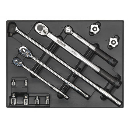 Sealey Tool Tray with Ratchet, Torque Wrench, Breaker Bar & Socket Adaptor Set 13pc Model No-TBT32