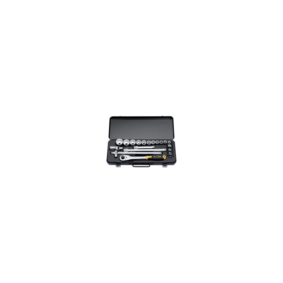 19 Piece 1/2in. Square Drive Metric Socket Set: Model No.770-LINDMU