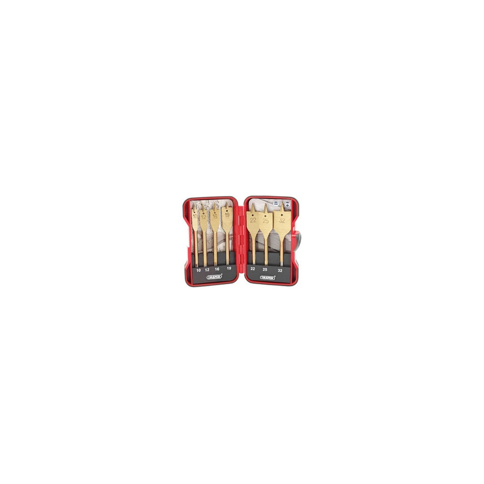 DRAPER 7 Piece Titanium Nitride Coated Flat Wood Bit Set: Model No.EBS7WOOD