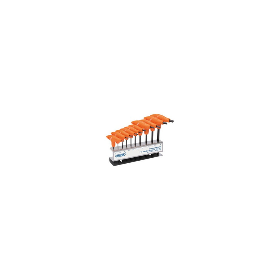 DRAPER 10 piece Imperial T-Handle Hexagon Key Set: Model No.THDH/AF/B