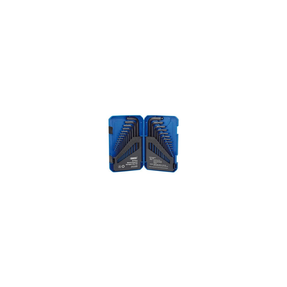 DRAPER 30 piece Metric/Imperial Combined Long Pattern Hexagon Key Set: Model No.KW30/B