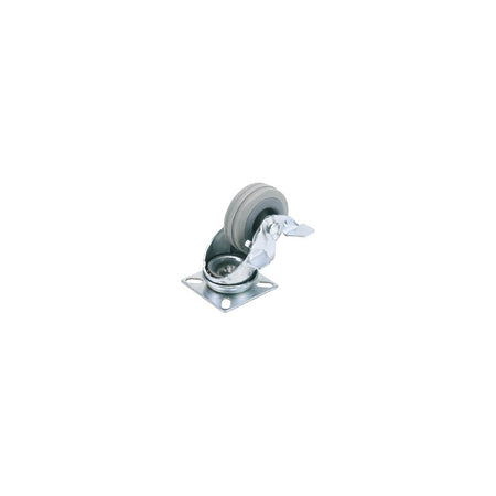 DRAPER 50mm Dia. Swivel Plate Fixing Rubber Castor with Brake - S.W.L 50Kg: Model No.60250PB