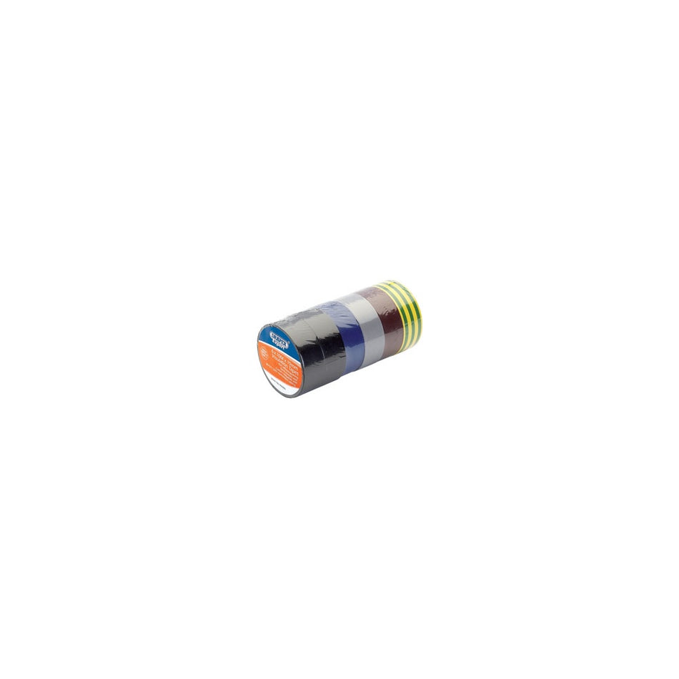 DRAPER Expert 6 x 10M x 19mm Mixed Colours Insulation Tape to BSEN60454/Type2: Model No.619/6