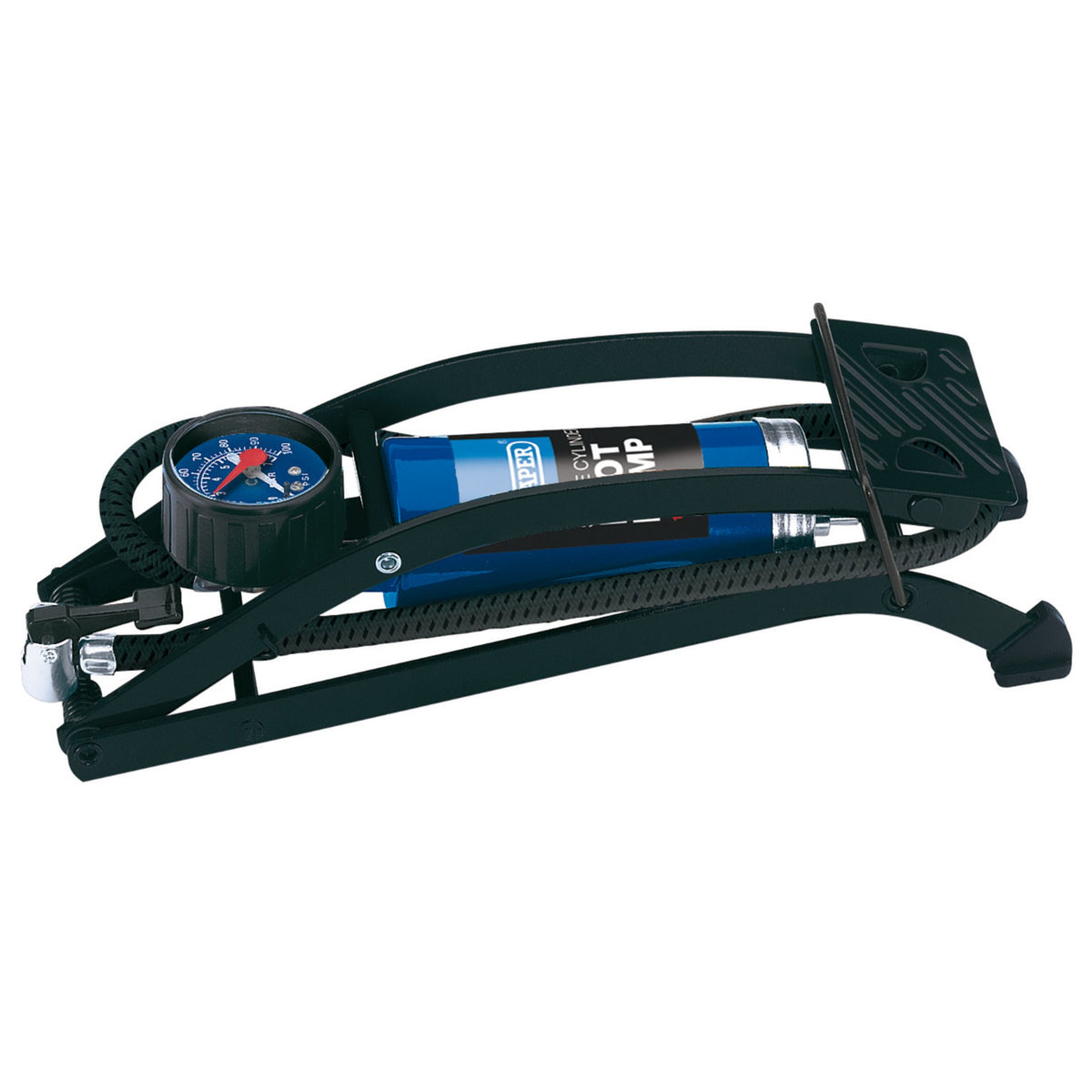 DRAPER Single Cylinder Foot Pump with Pressure Gauge: Model No.4430
