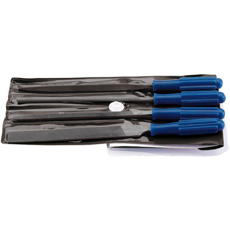 DRAPER 4 Piece 100mm Warding File Set with Handles: Model No.WFS4