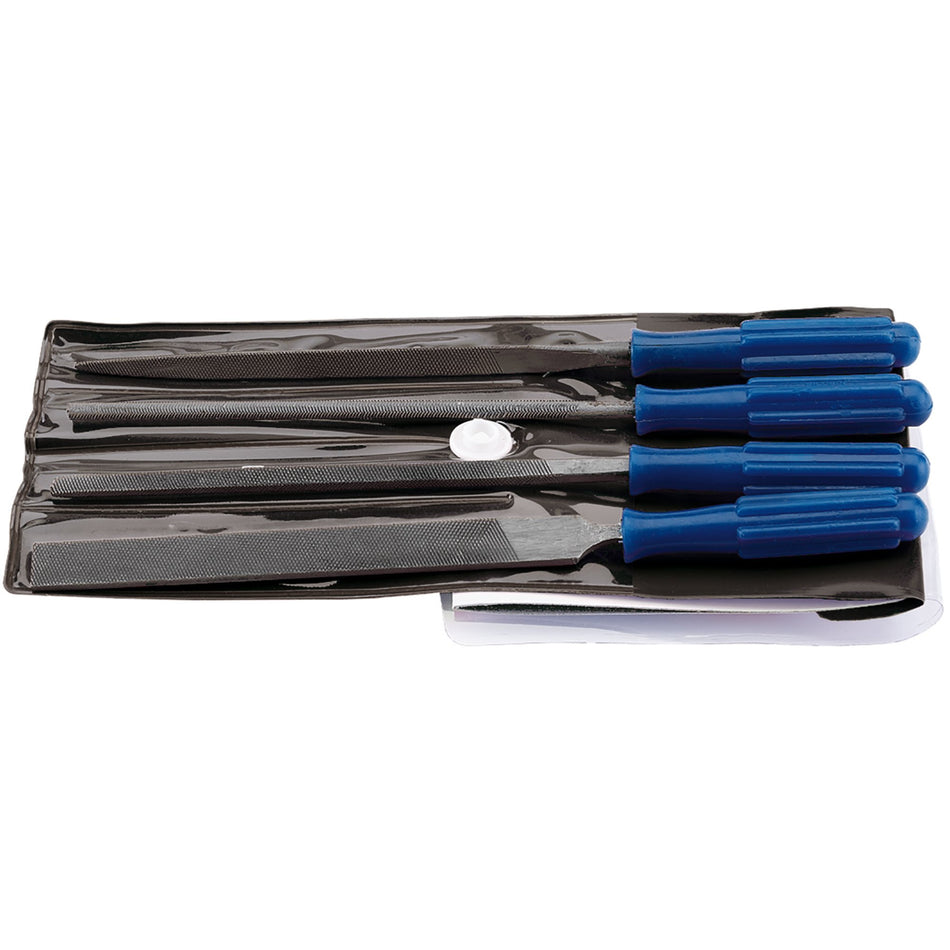 DRAPER 4 Piece 100mm Warding File Set with Handles: Model No.WFS4