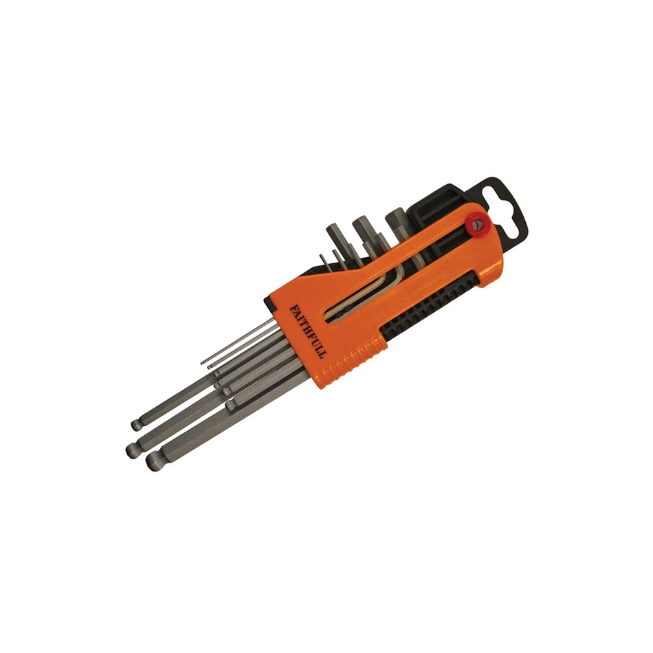 Faithfull Long Arm Ball End Hex Key Set of 9 Metric