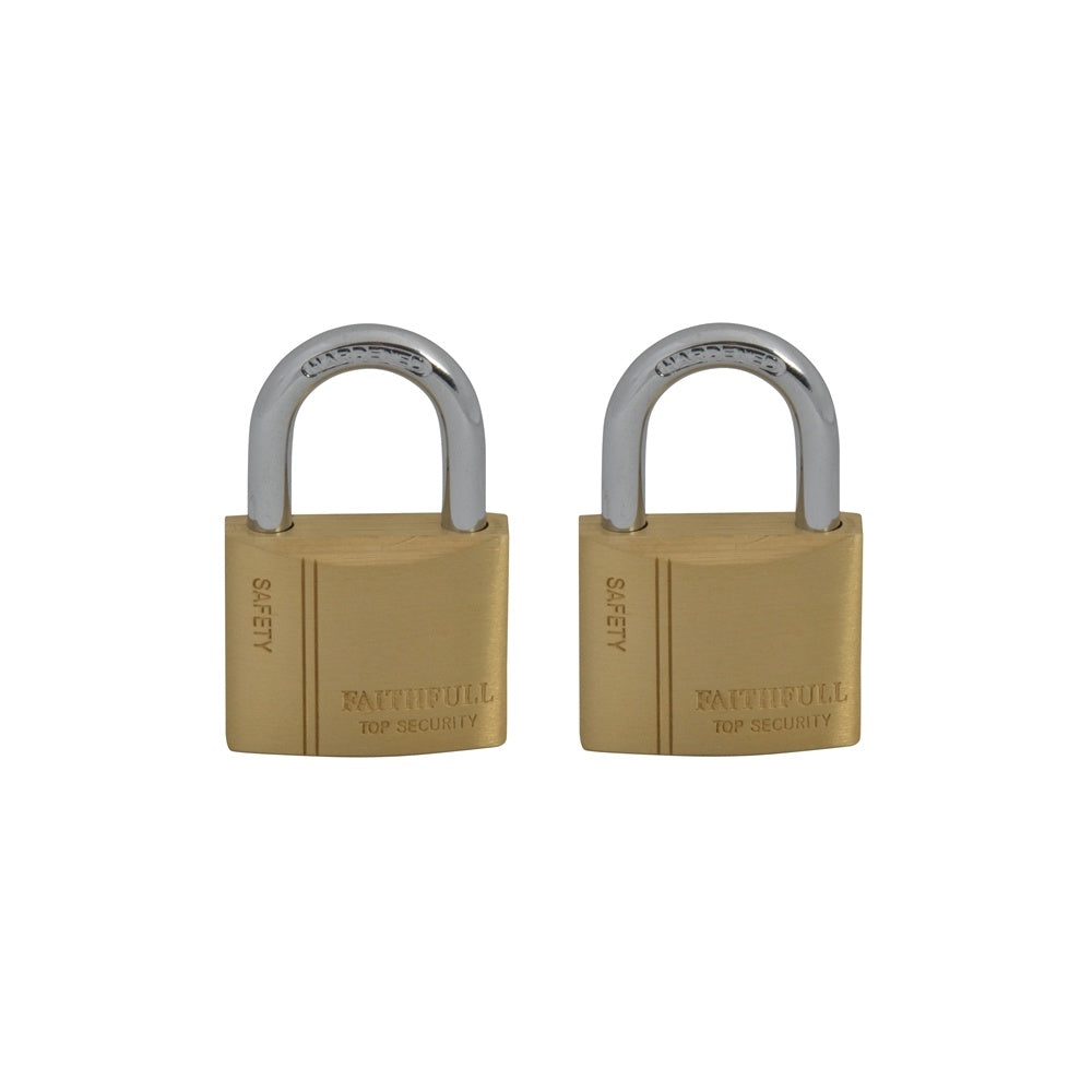 Faithfull Brass Padlock Keyed Alike 2 x 40mm
