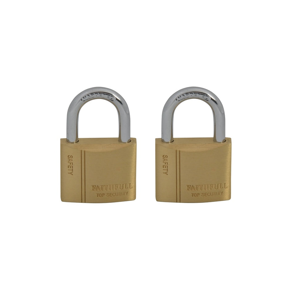 Faithfull Brass Padlock Keyed Alike 2 x 40mm
