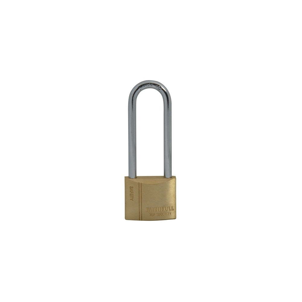 Faithfull Brass Padlock 40mm Long Shackle 3 Keys