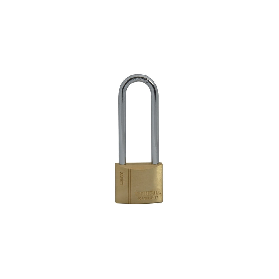 Faithfull Brass Padlock 40mm Long Shackle 3 Keys