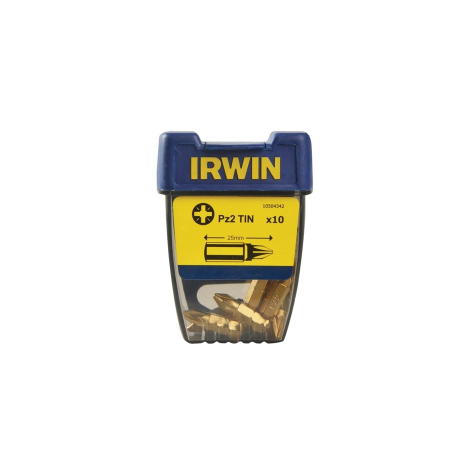 IRWIN Screwdriver Bits Pozi PZ2 25mm Titanium Pack of 10