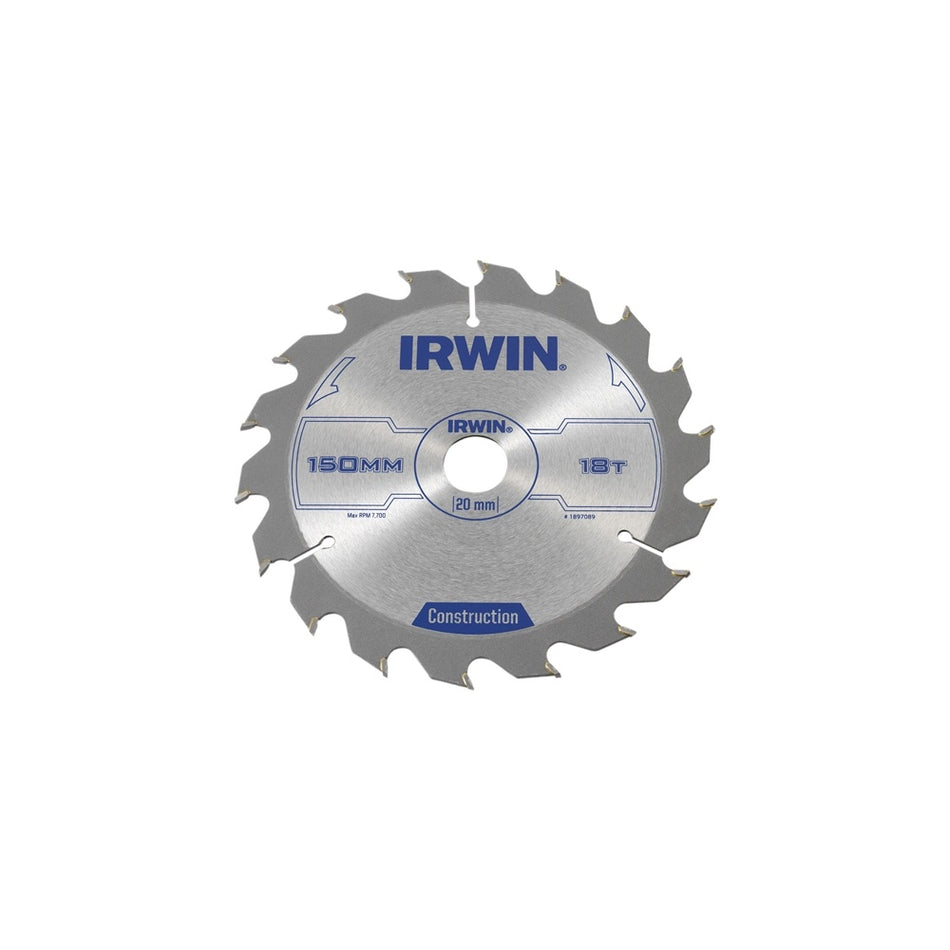 IRWIN Circular Saw Blade 150 x 20mm x 18T ATB