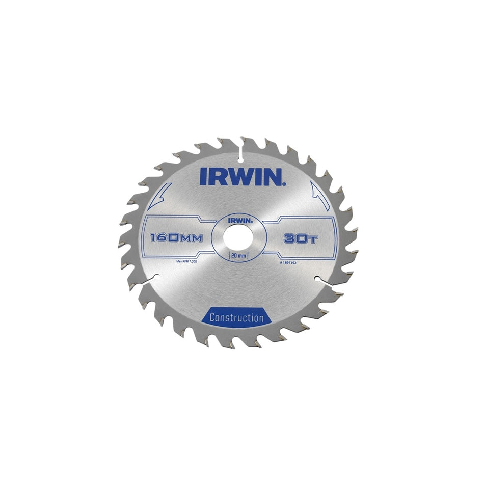 IRWIN Circular Saw Blade 160 x 20mm x 30T ATB