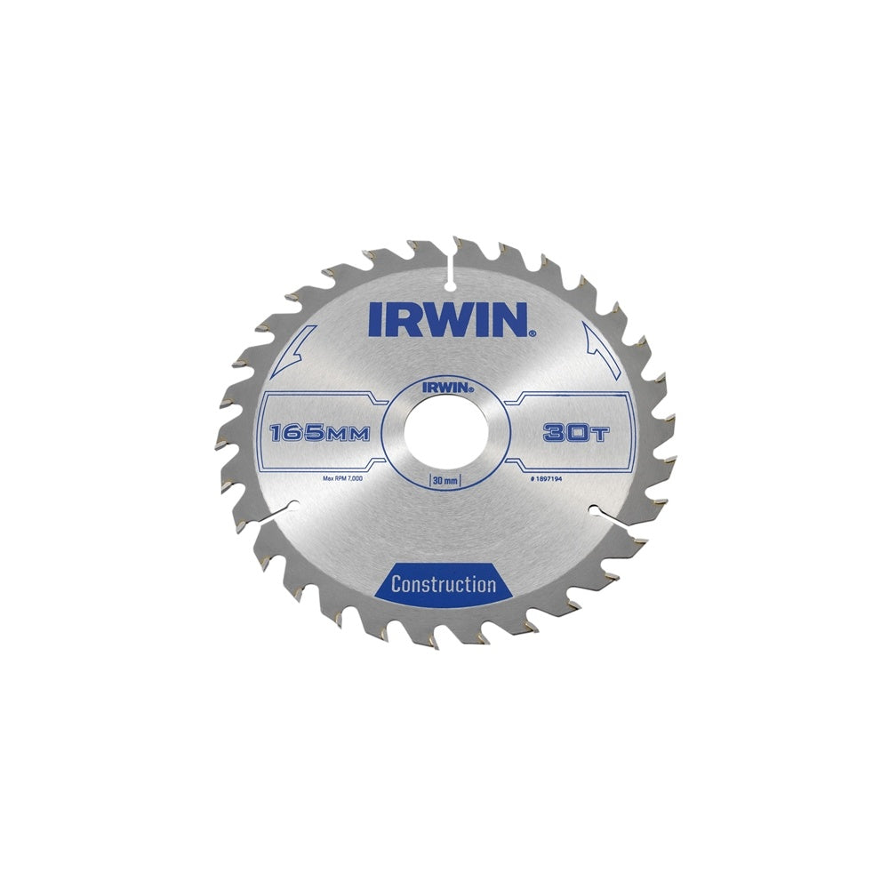 IRWIN Circular Saw Blade 165 x 30mm x 30T ATB
