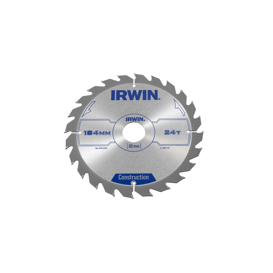 IRWIN Circular Saw Blade 184 x 30mm x 24T ATB