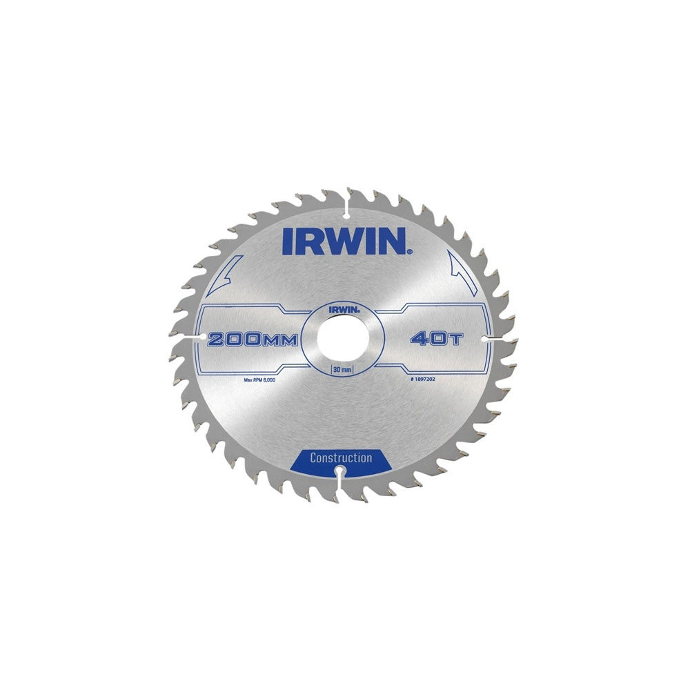 IRWIN Circular Saw Blade 200 x 30mm x 40T ATB