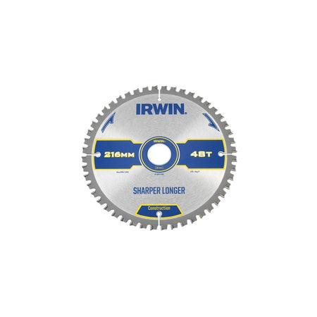 IRWIN Construction Circular Saw Blade 216 x 30mm x 48T ATB/Neg M