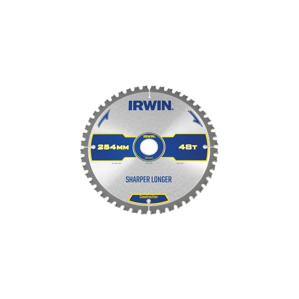 IRWIN Construction Circular Saw Blade 254 x 30mm x 48T ATB/Neg M