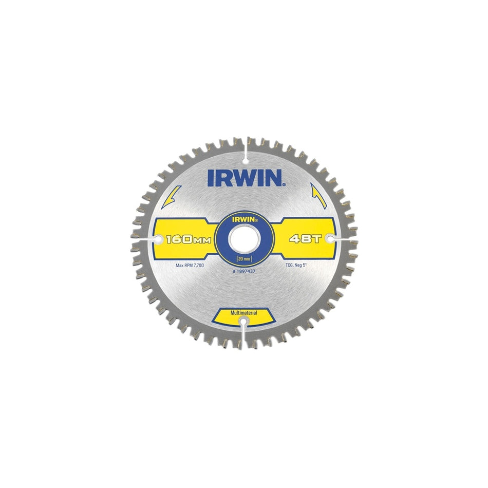 IRWIN Multi Material Circular Saw Blade 160 x 20mm x 48T TCG/Neg
