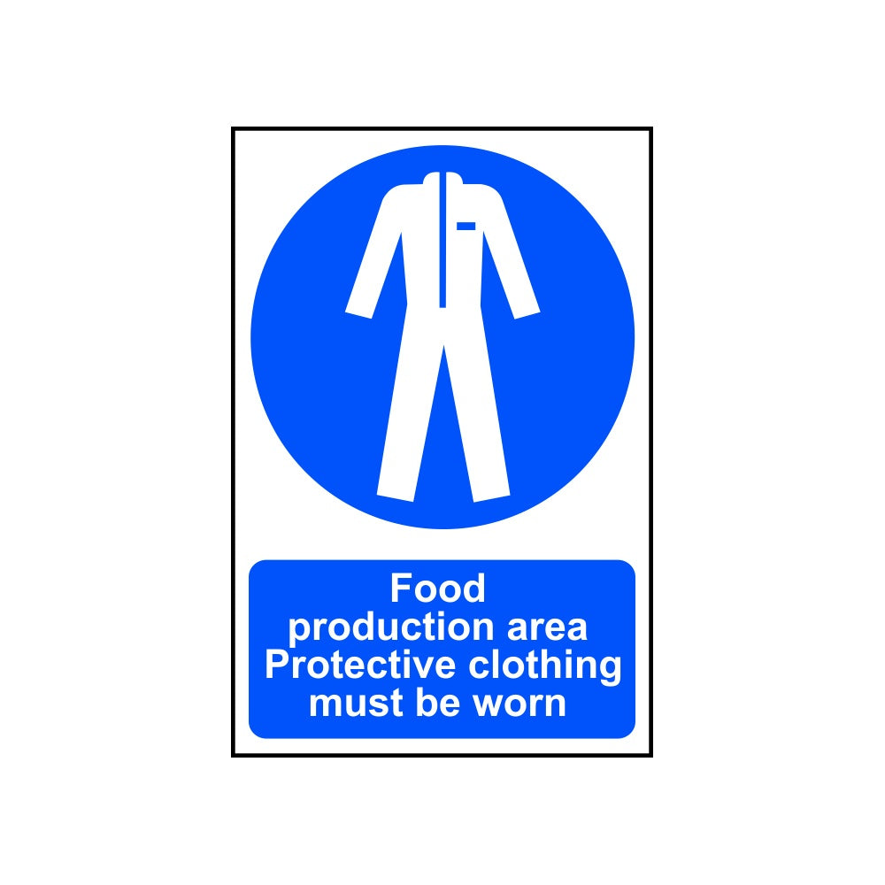Food production area Protective clothing must be worn - PVC (200 x 300mm)
