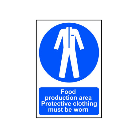 Food production area Protective clothing must be worn - PVC (200 x 300mm)