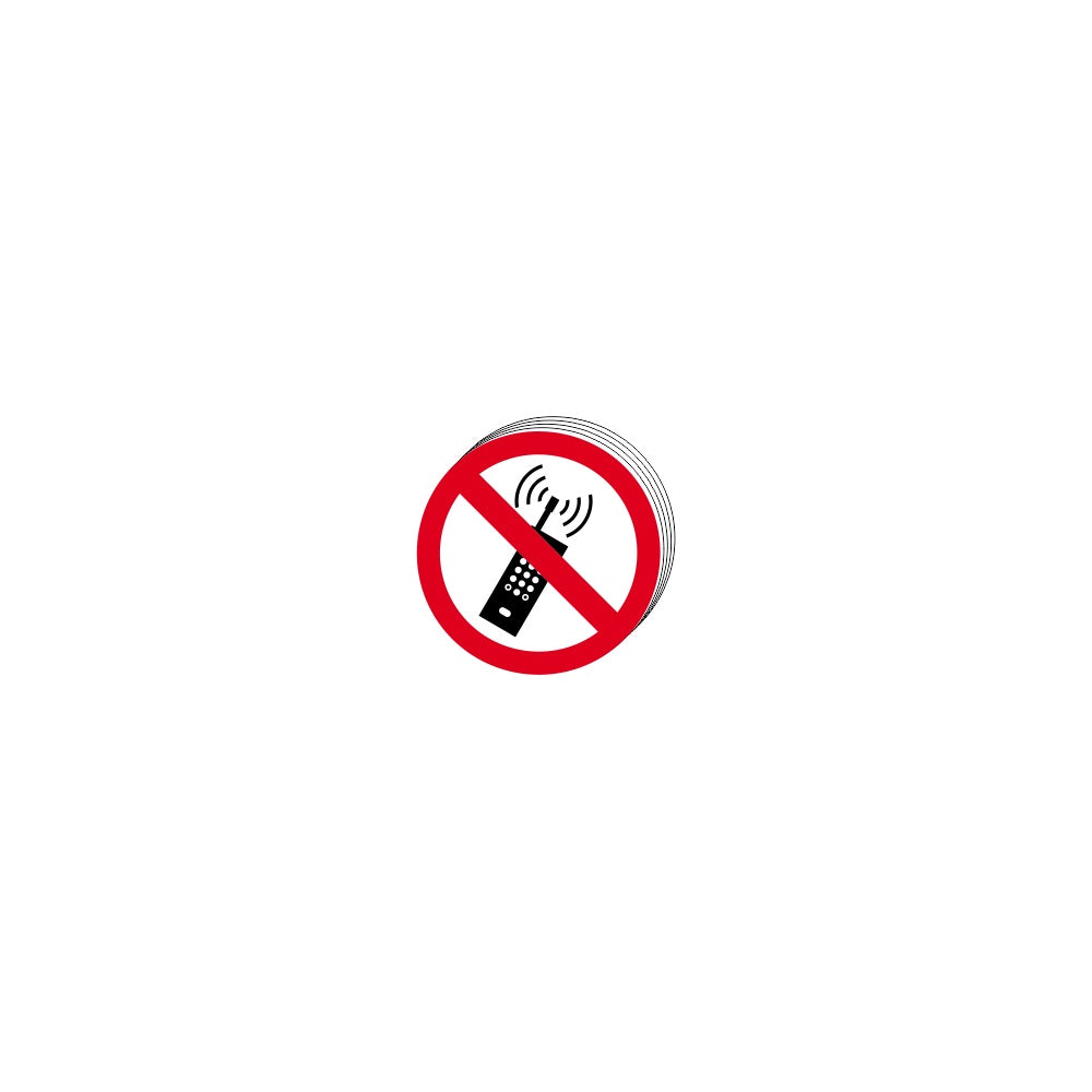 No mobile phones symbol - SAV (100mm dia.) (Pack of 10)