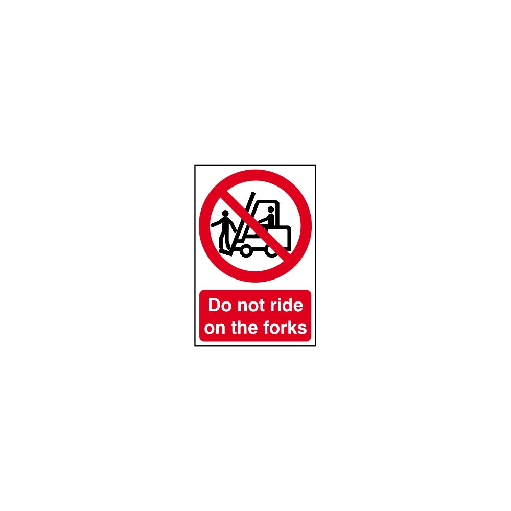 Do not ride on the forks - PVC (200 x 300mm)