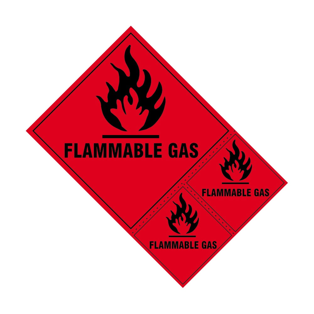 Flammable gas labels - SAV (200 x 300mm) (Pack of 3)