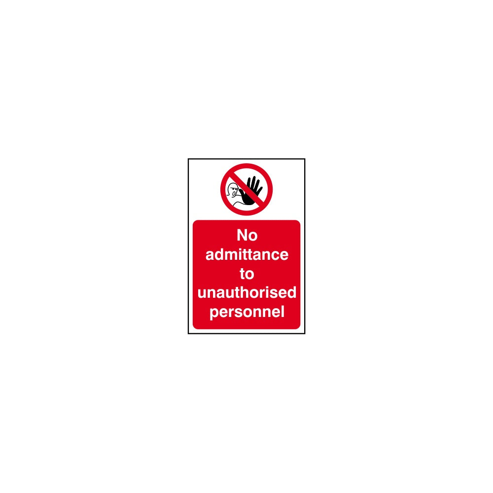 No admittance to unauthorised personnel - RPVC (200 x 300mm)