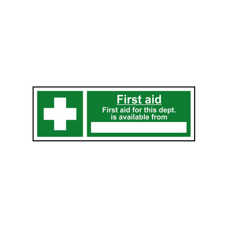First aid First aid for this department is available from _____ - RPVC (300 x 100mm)