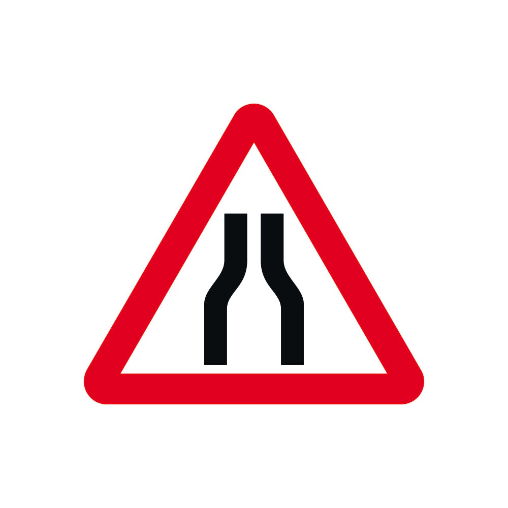 600mm tri. Dibond 'Road Narrows Both Lanes' Road Sign (with channel)