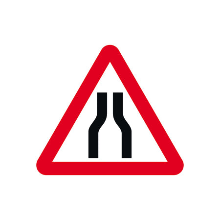 600mm tri. Dibond 'Road Narrows Both Lanes' Road Sign (with channel)