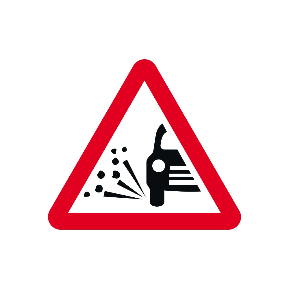 600mm tri. Dibond 'Loose Gravel' Road Sign (with channel)