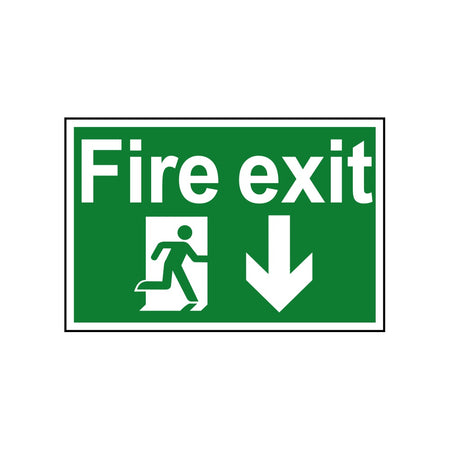 Fire exit arrow down - RPVC (300 x 200mm)