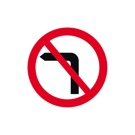 450mm dia. Dibond 'No Left Turn' Road Sign (with channel)
