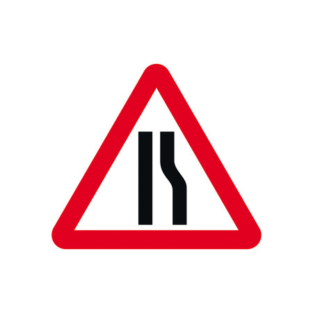 Road narrows offside - TriFlex Roll up traffic sign (900mm Tri)