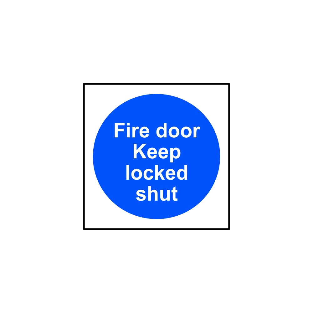 Fire door Keep locked shut (Multipack of 20) - PVC (70 x 70mm)