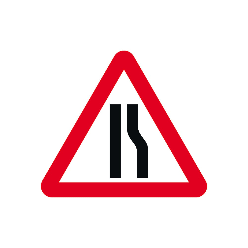 600mm tri. Dibond 'Road Narrows Right' Road Sign (without channel)